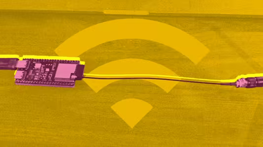 Stylized ESP32 and Wi-Fi signal from IoT For All